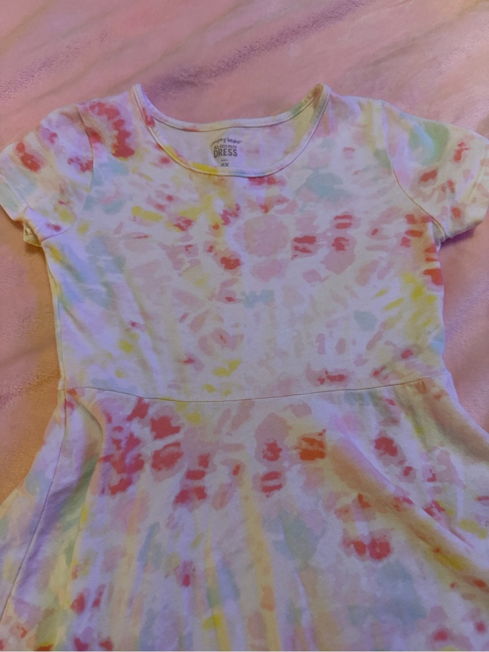 jumping beans Short Sleeve Tie-Dye Dress - Pink, Yellow, Blue